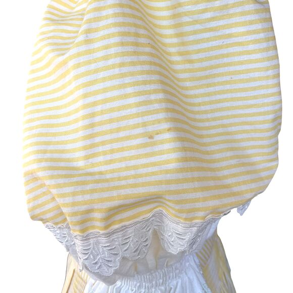 Kruger Dirndl Dress Size 40 US 12 Yellow Stripe Puff Sleeve Milkmaid Octoberfest - Picture 9 of 15